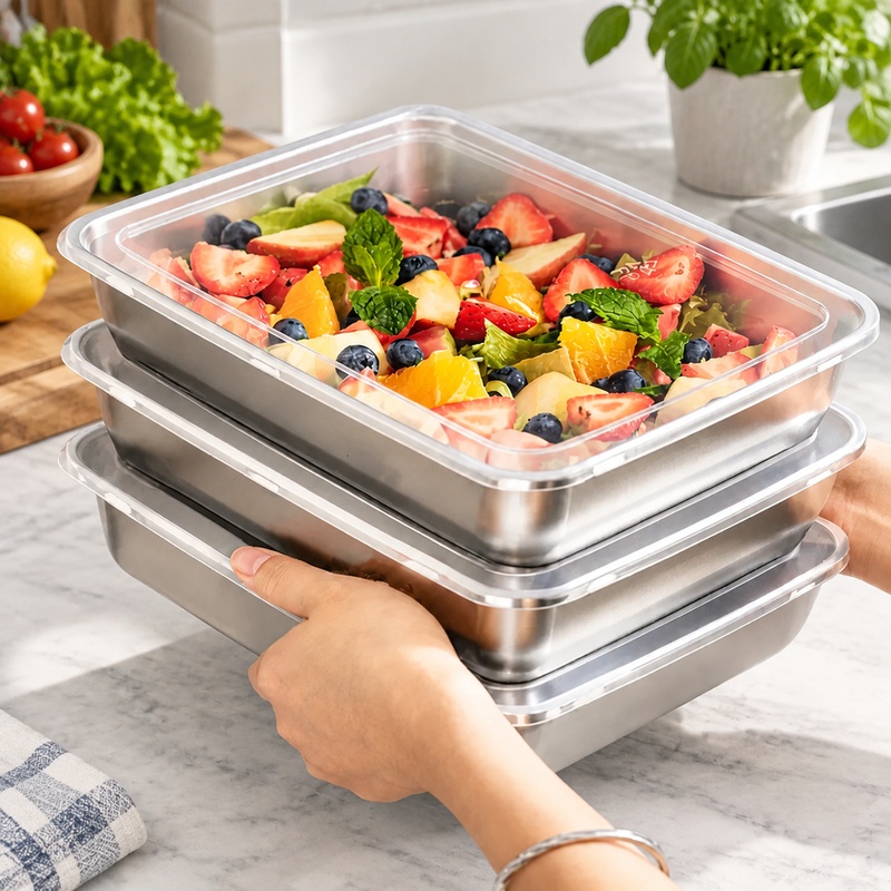 Kitchen Gadgets Organizer - Şeffaf Kapaklı, Sızdırmaz Tasarımlı, 3 Parçalı